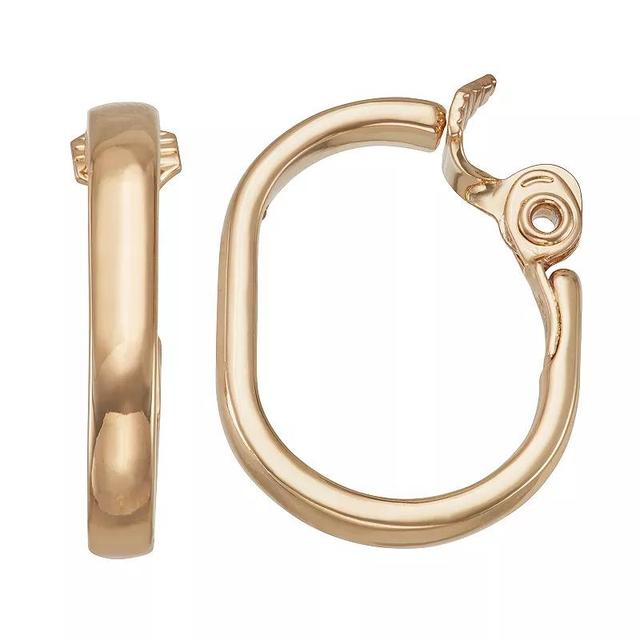 Napier Gold Tone Oval Clip-On Hoop Earrings, Womens Product Image