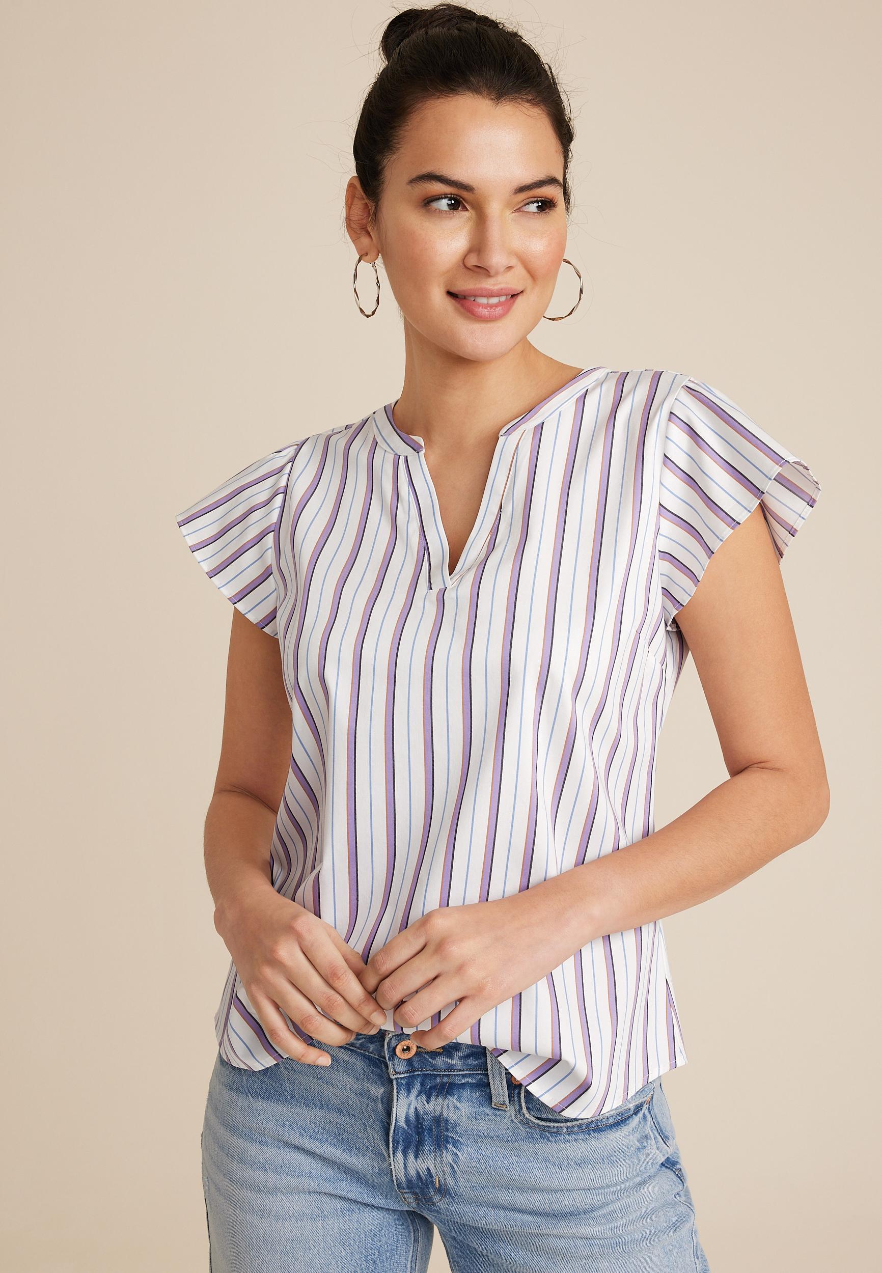 Atwood Poplin Flutter Sleeve Blouse Product Image