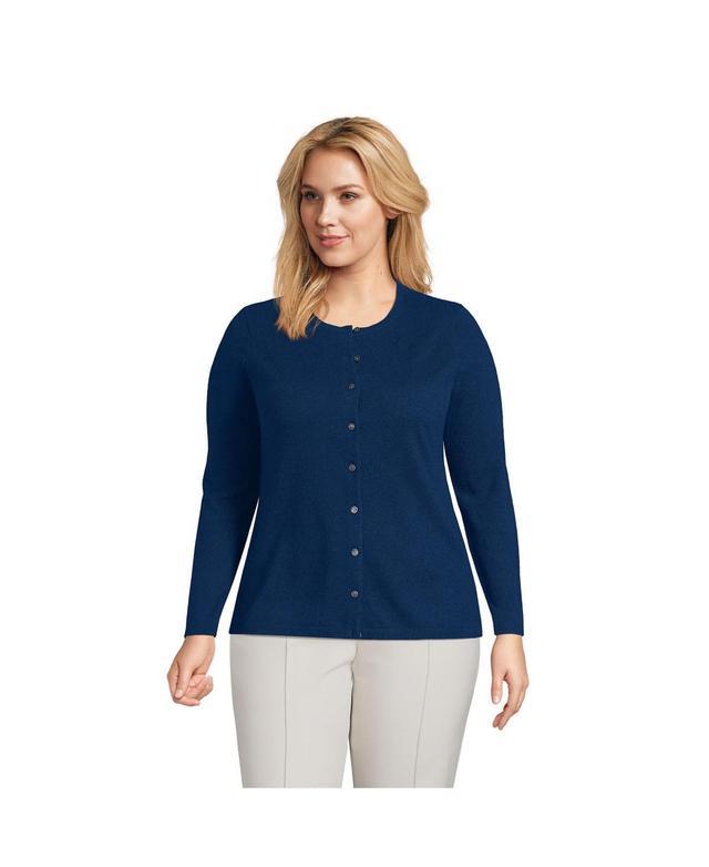 Plus Size Lands End Classic Cashmere Cardigan Sweater, Womens Deep Blue Product Image