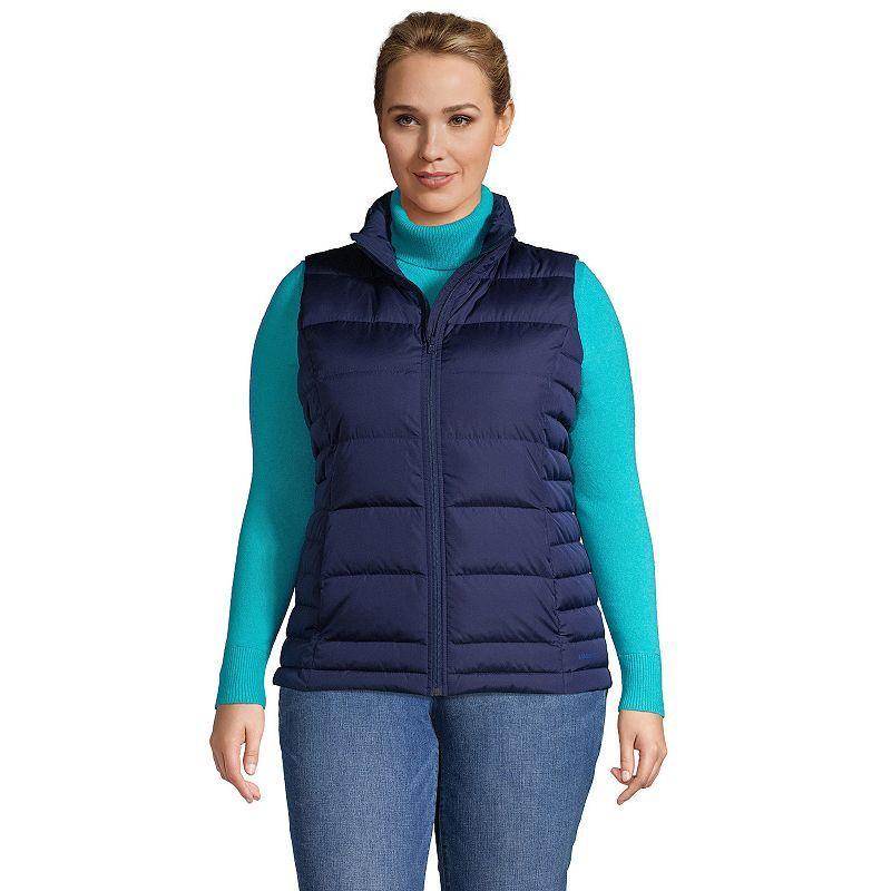 Plus Size Lands End Winter Down Puffer Vest, Womens Deep Blue Product Image