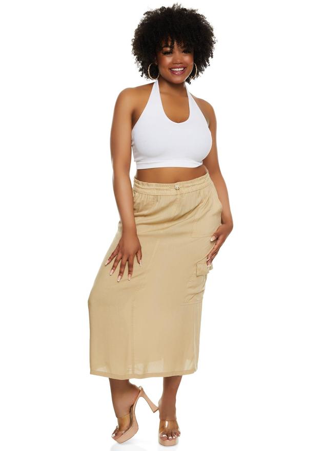 Womens Plus Size Linen Toggle Drawstring Cargo Skirt Product Image