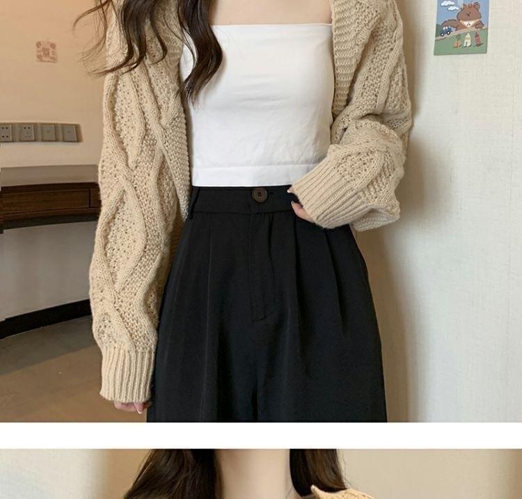 Open Front Cable Knit Shrug Cardigan Product Image