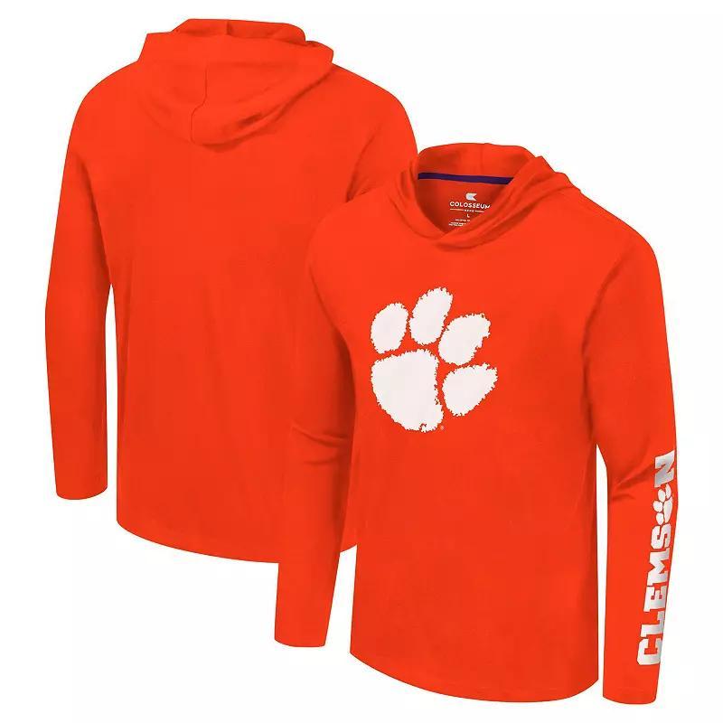 Mens Colosseum Clemson Tigers Logo Lockup Active Blend Long Sleeve T-Shirt Hoodie Product Image