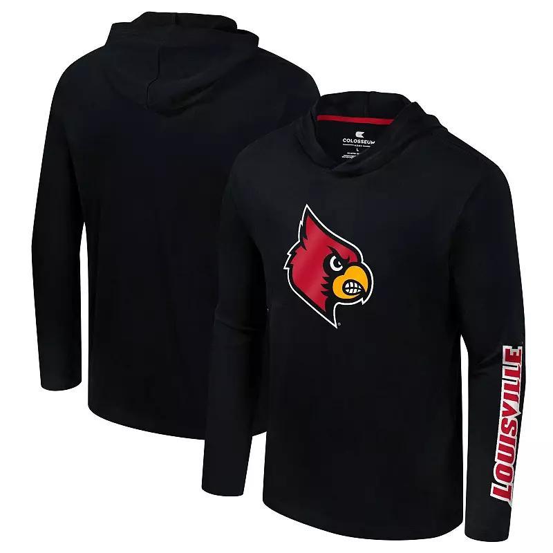 Mens Colosseum Louisville Cardinals Logo Lockup Active Blend Long Sleeve T-Shirt Hoodie Product Image