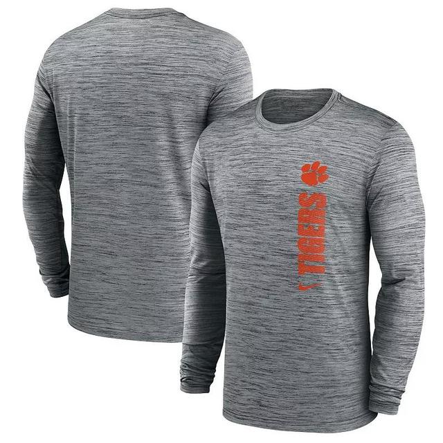 Mens Nike Heather Gray Clemson Tigers 2024 Sideline Velocity Performance Long Sleeve T-Shirt Product Image