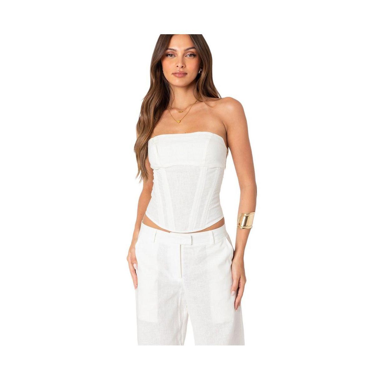 Edikted Womens Arya Linen Look Corset Product Image