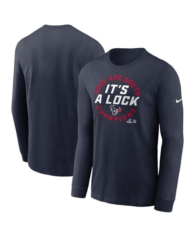 Mens Nike Navy Houston Texans 2023 Afc South Division Champions Locker Room Trophy Collection Long Sleeve T-shirt Product Image