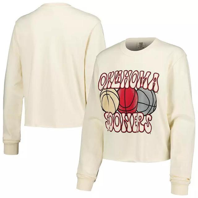 Womens Natural Oklahoma Sooners Comfort Colors Basketball Cropped Long Sleeve T-Shirt Product Image