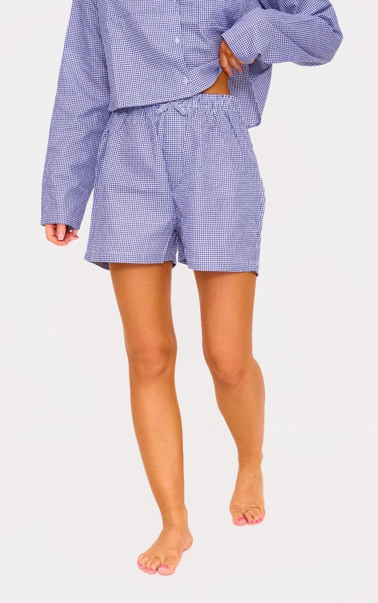 Blue Gingham PJ Shorts Product Image