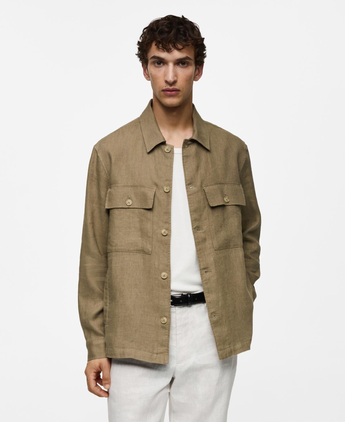 Mango Mens Linen Pockets Detail Overshirt Product Image