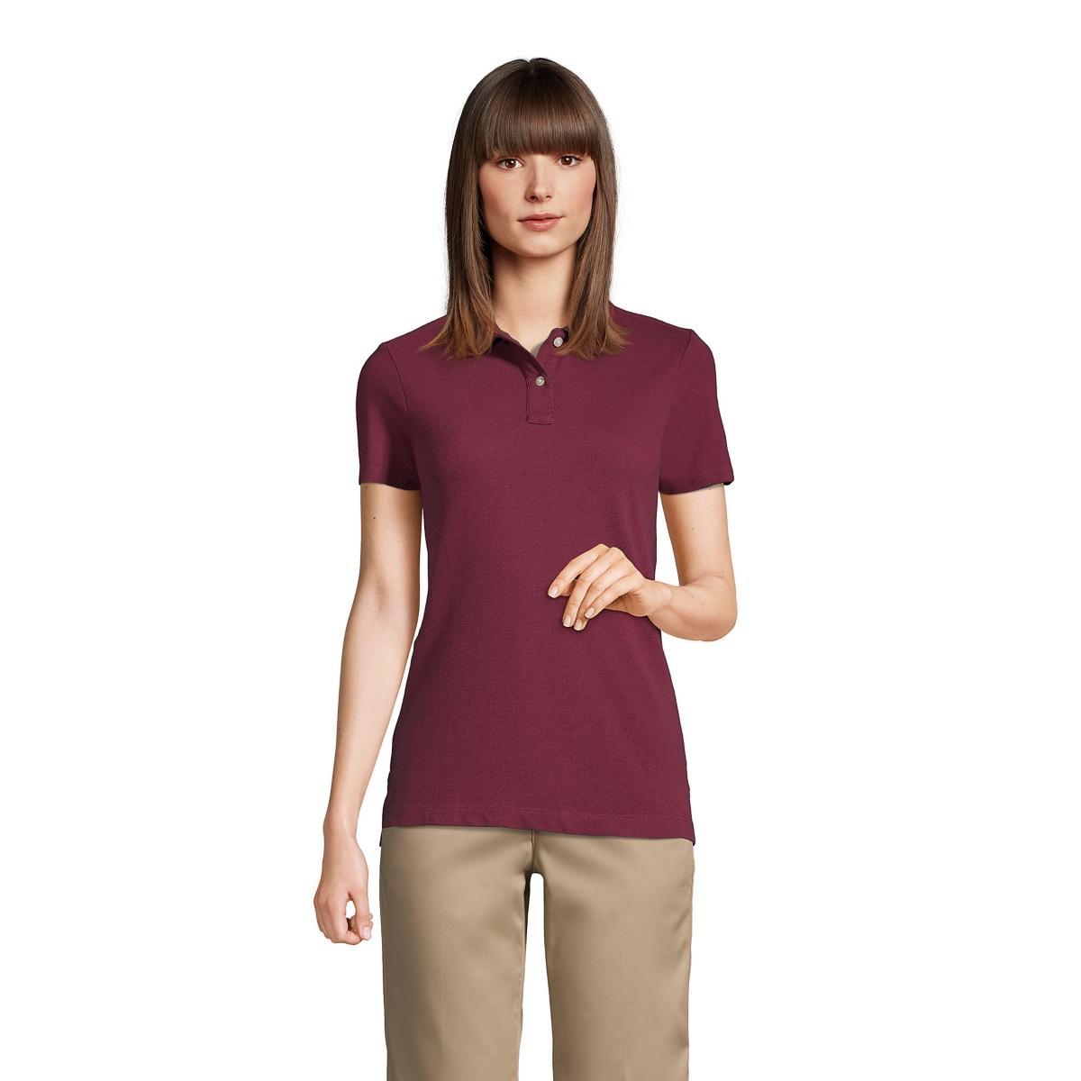 Women's Short Sleeve Feminine Fit Mesh Polo Shirt - Lands' End Product Image