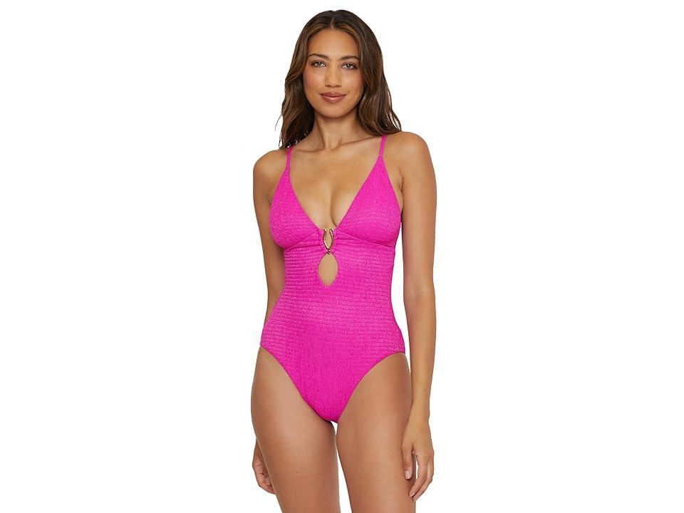 BECCA Luminous Evelynn Plunge One-Piece (Vivid ) Women's Swimsuits One Piece Product Image