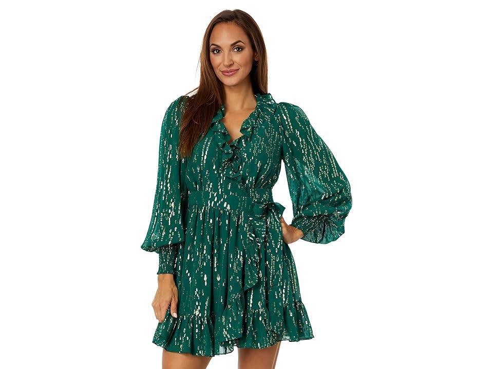 Lilly Pulitzer Birdy Long Sleeve Silk Wr (Evergreen Fish Clip Chiffon) Women's Dress Product Image