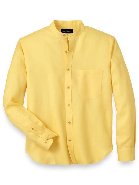 Linen Solid Casual Shirt - Yellow Product Image