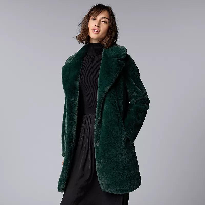 Womens Simply Vera Vera Wang Long Faux Fur Coat Product Image