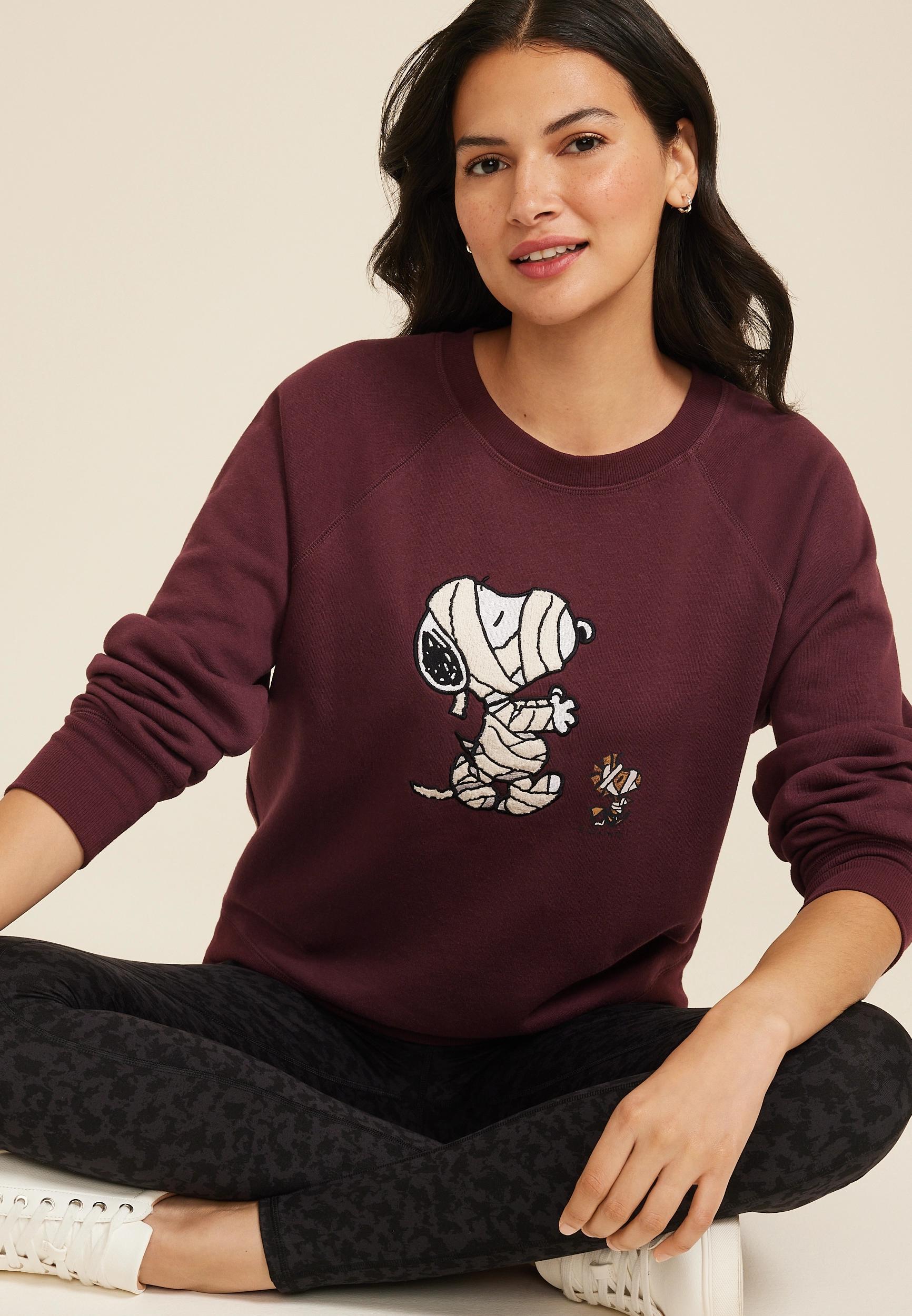 Maurices Womens Snoopy Halloween Mummy Oversized Fit Sweatshirt Red Size Small Product Image