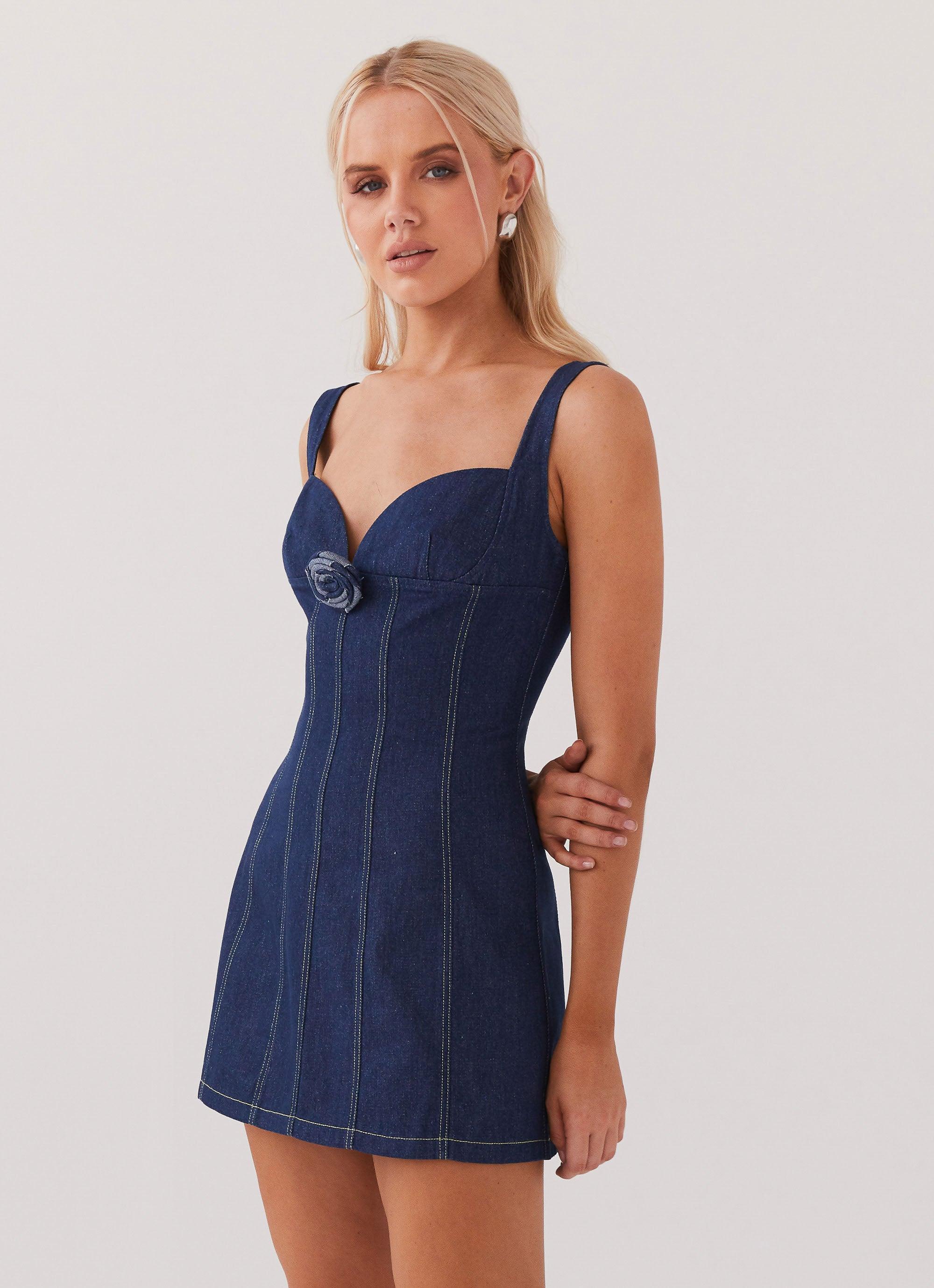 Rosalia Denim Mini Dress - Indigo Product Image