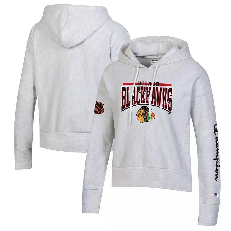 Womens Champion Heathered Gray Chicago Blackhawks Reverse Weave Pullover Hoodie Product Image