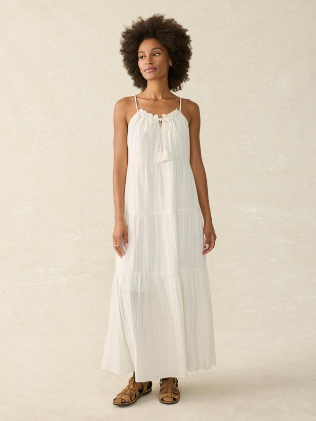 Silk Blend Sun Chaser Maxi Dress - Egret Dobby Female Product Image