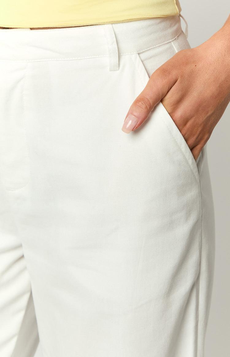 Cabo White Linen Blend Pants Product Image