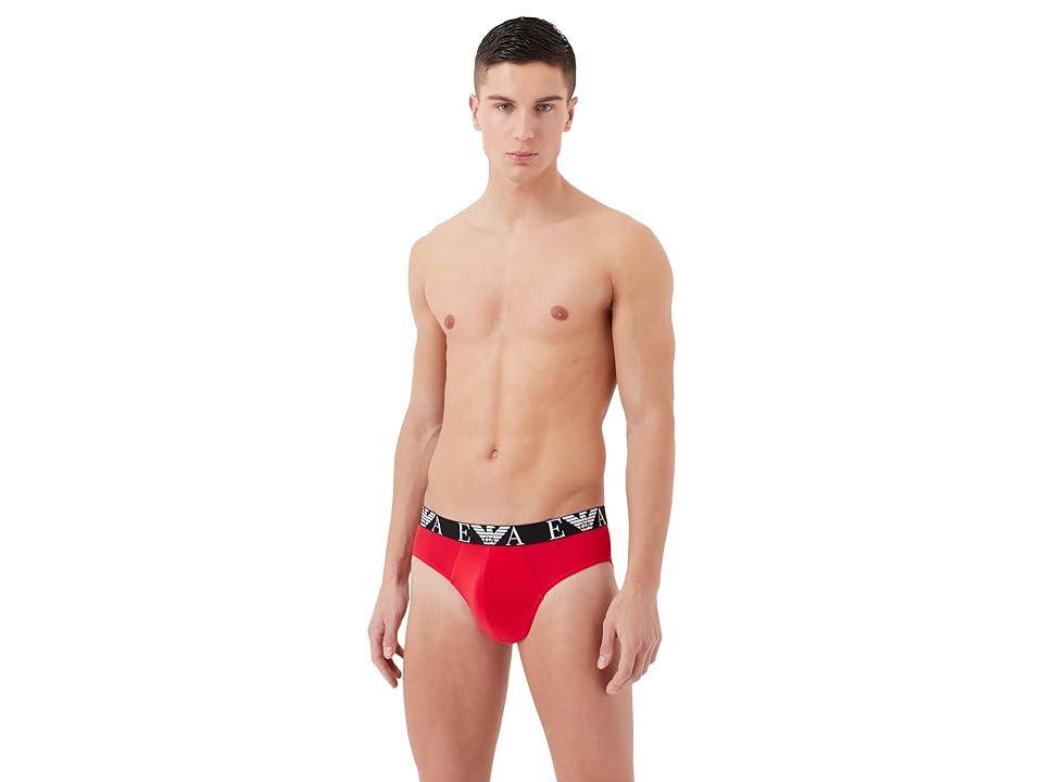 Emporio Armani Bold Monogram 3-Pack Brief (Black/Fire/White) Men's Underwear Product Image