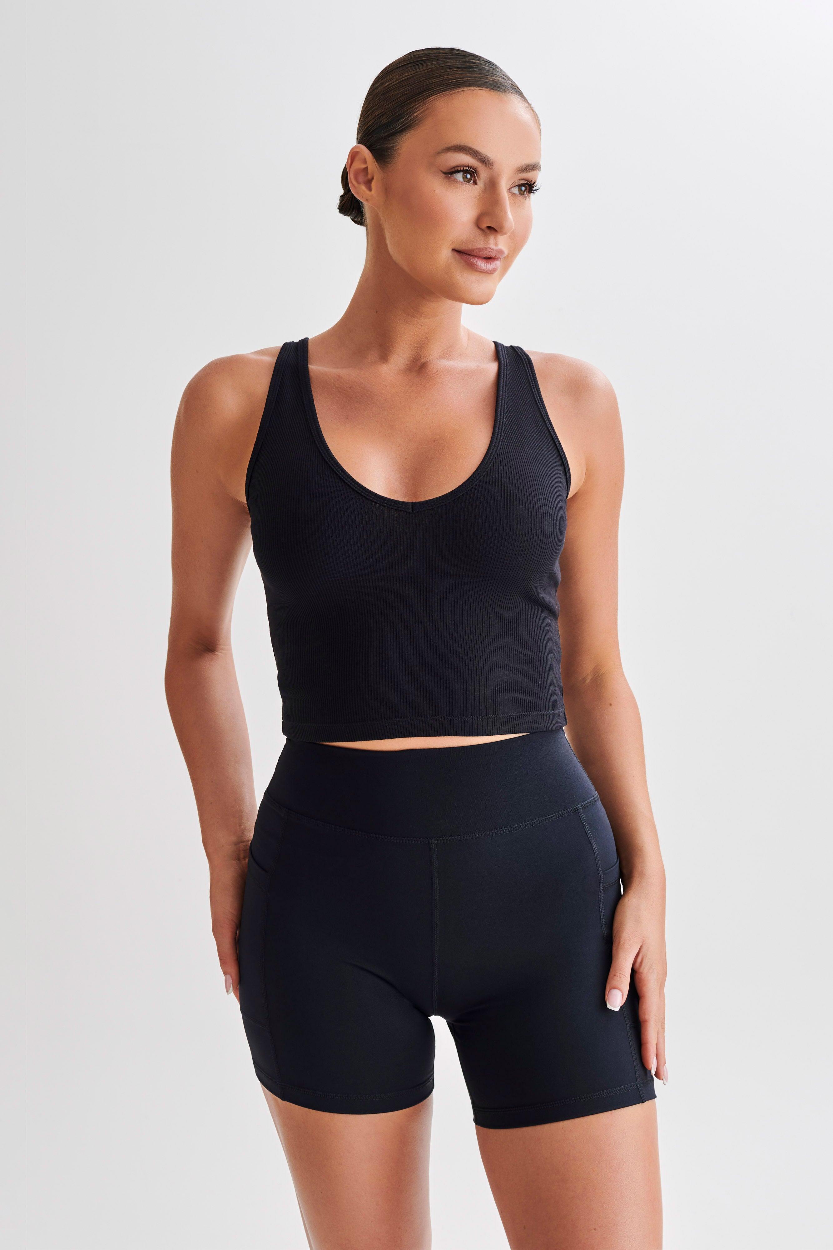 Rory Ribbed Yoga Top - Black product image