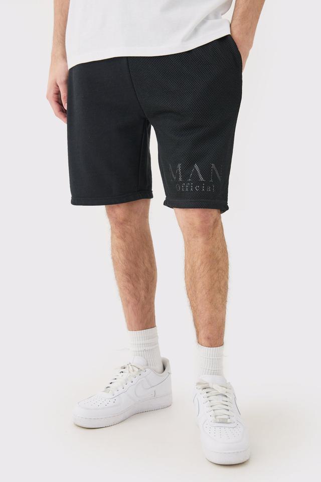 Loose Fit Man Official Splice Mesh Short | boohooMAN USA Product Image