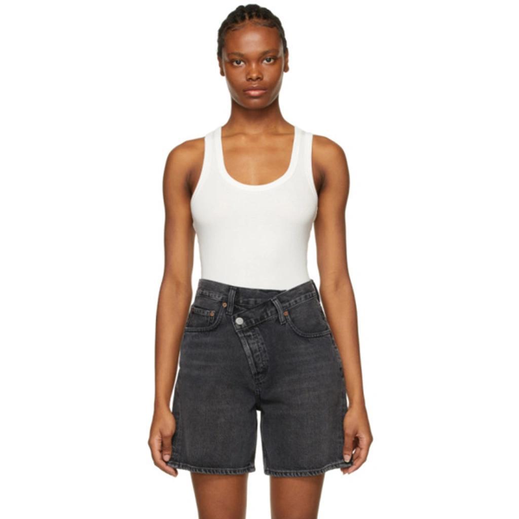 Poppy Ribbed Stretch Organic Cotton And Tencel-blend Jersey Tank In Tissue Off White Product Image