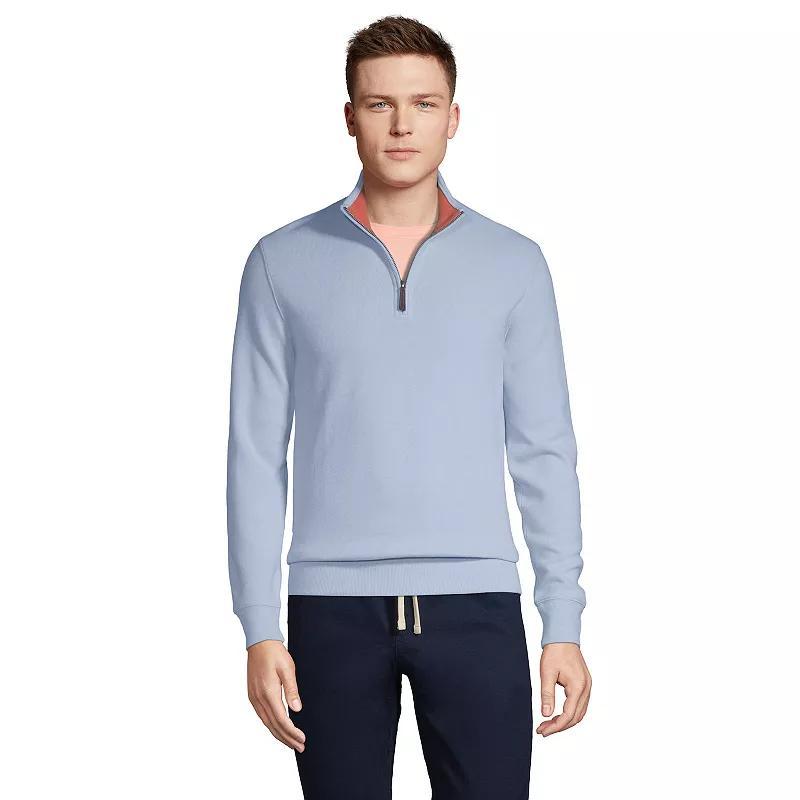 Mens Lands End Bedford Regular-Fit Ribbed Quarter-Zip Pullover Sweater Product Image