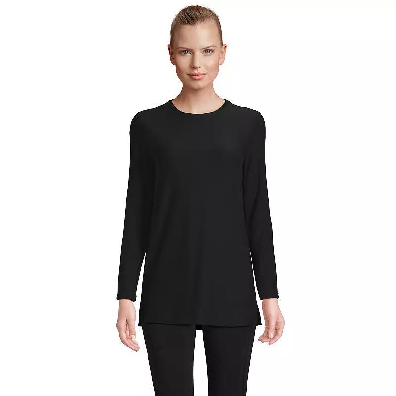 Petite Lands End Long Sleeve Performance Crew Neck Tunic, Womens Product Image