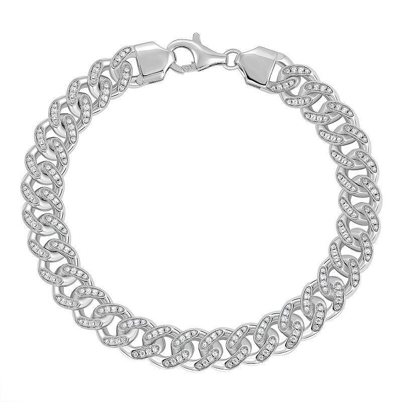 Sterling Silver Cubic Zirconia Open Link Bracelet, Womens White Product Image