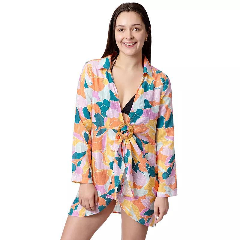 Womens Aqua Del Mar Tie-Front Coverup Swim Top Product Image