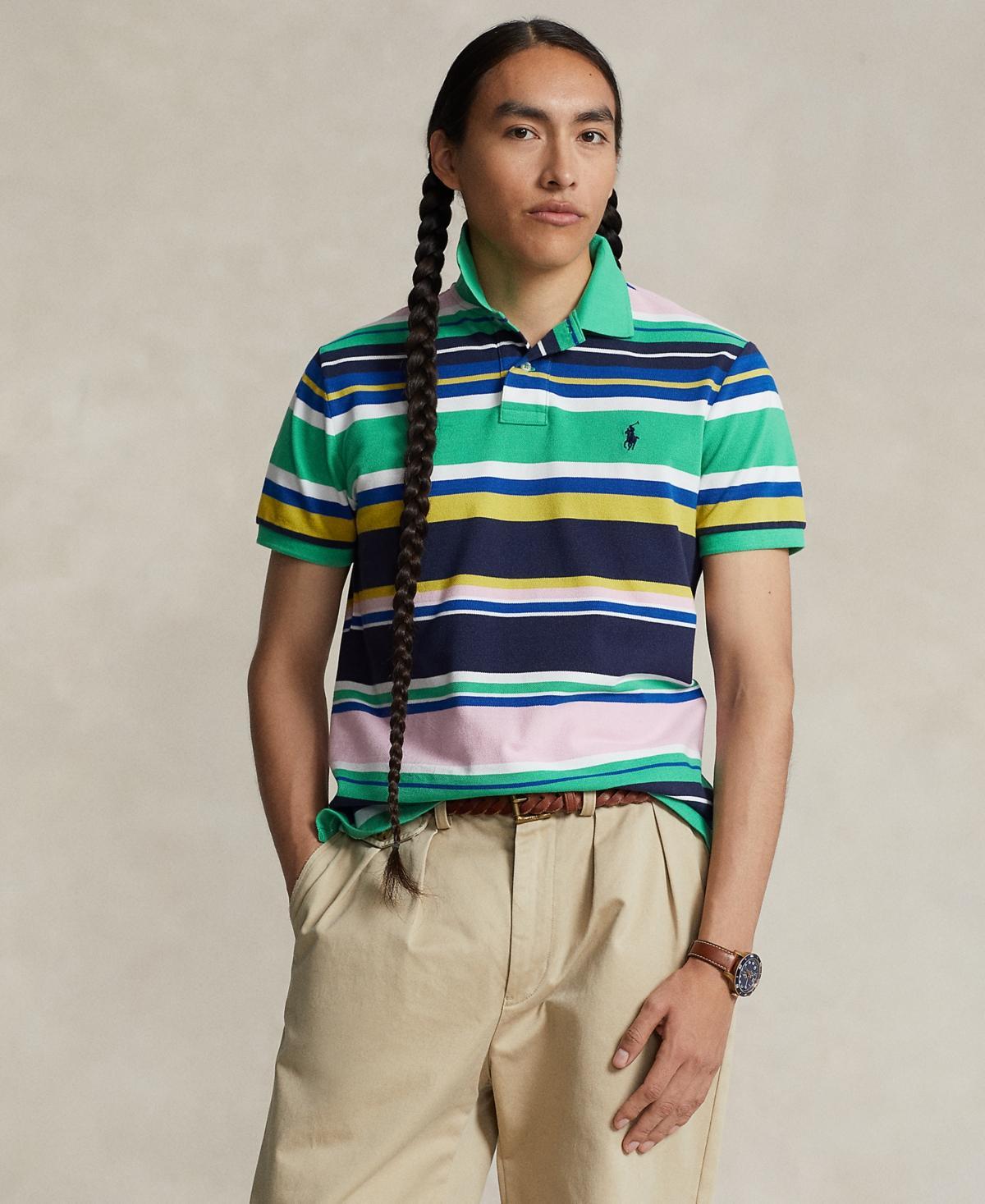 Polo Ralph Lauren Mens Classic-Fit Striped Mesh Polo Shirt Product Image