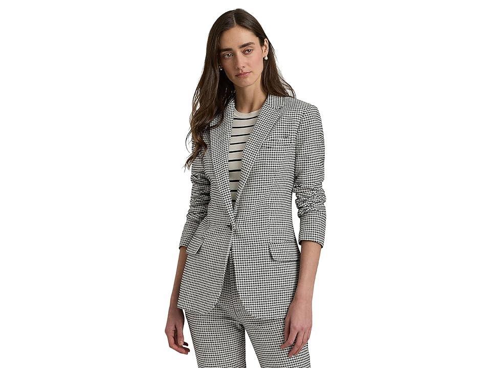 LAUREN Ralph Lauren Houndstooth Cotton-Blend Twill Blazer (Black/Mascarpone Cream) Women's Jacket Product Image