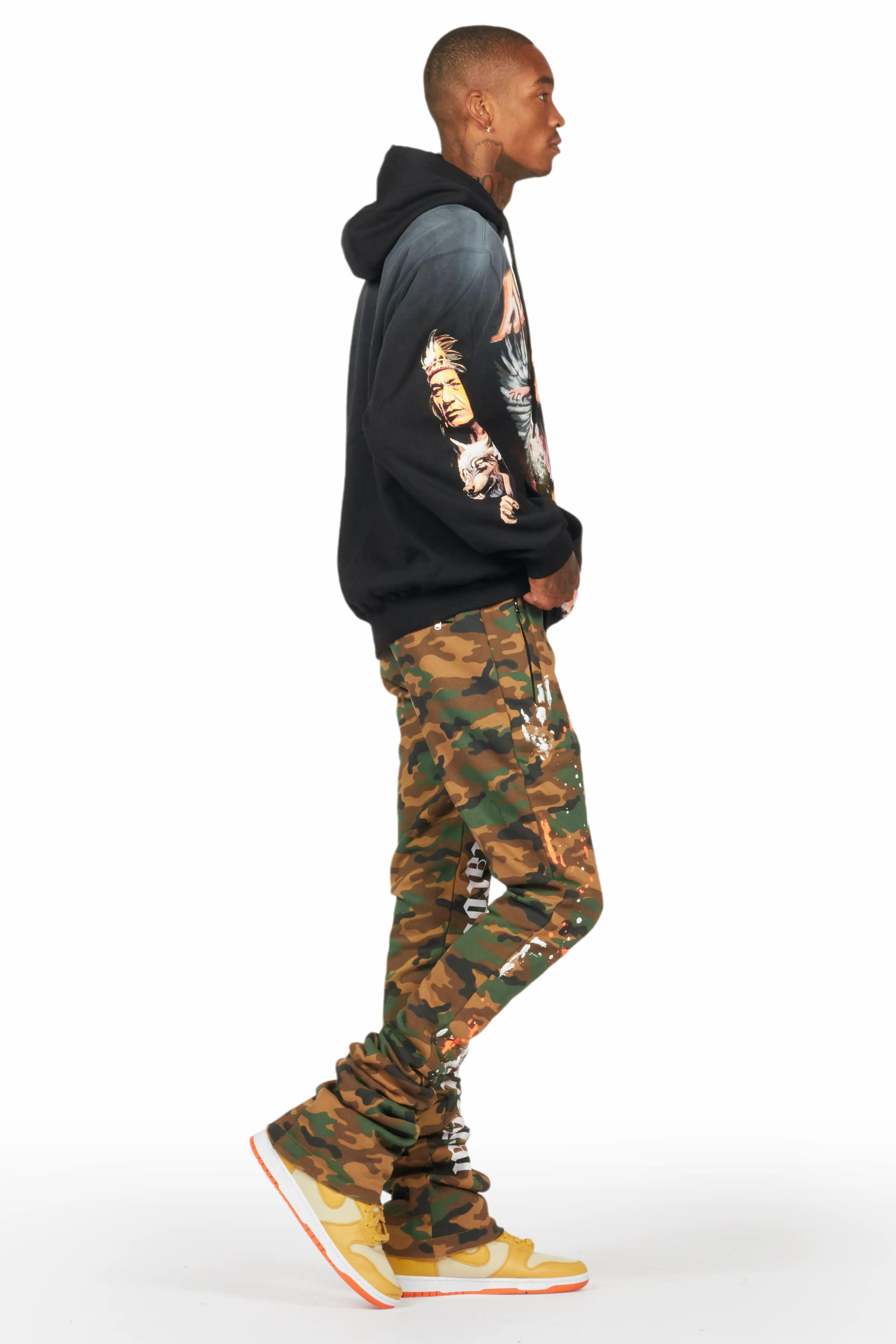 Adwin Painter Faded Camo Super Stacked Flare Pants Male Product Image