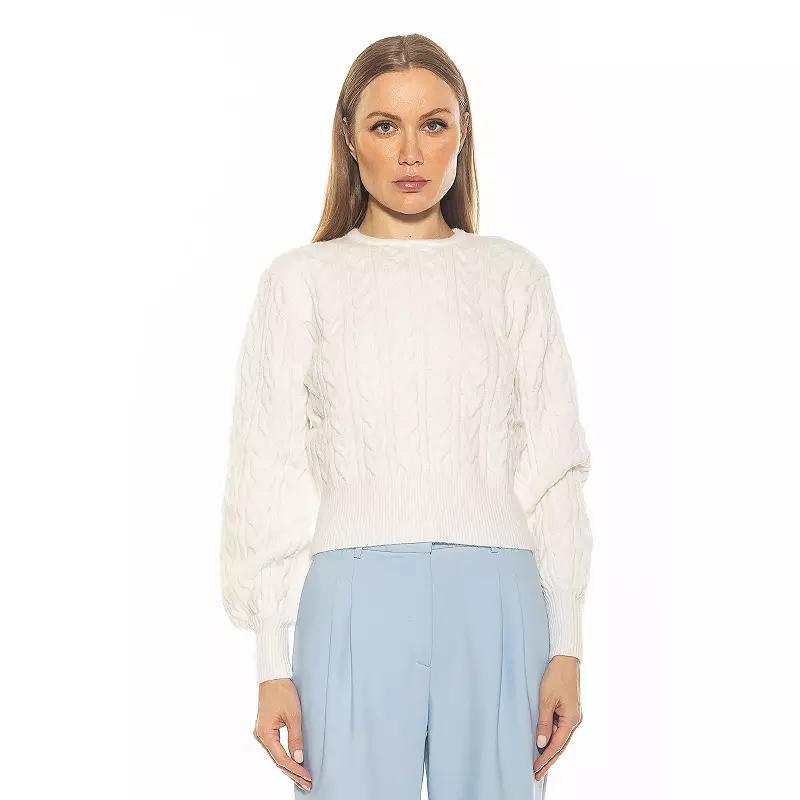 Womens ALEXIA ADMOR Berli Crewneck Bubble Sleeve Cable Knit Sweater Product Image