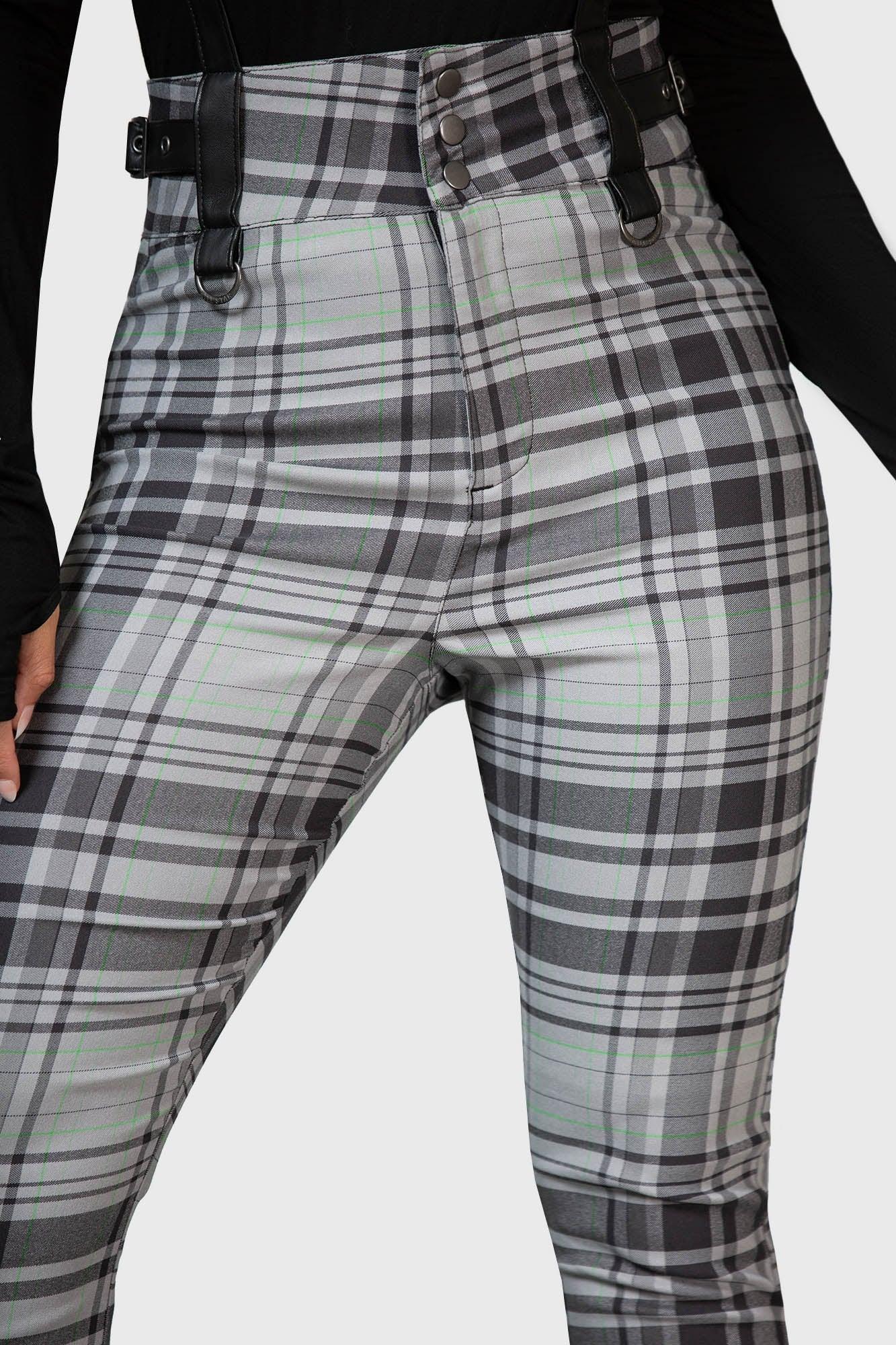 Prophet Of Doom Suspender Trousers [GREY TARTAN] Female Product Image