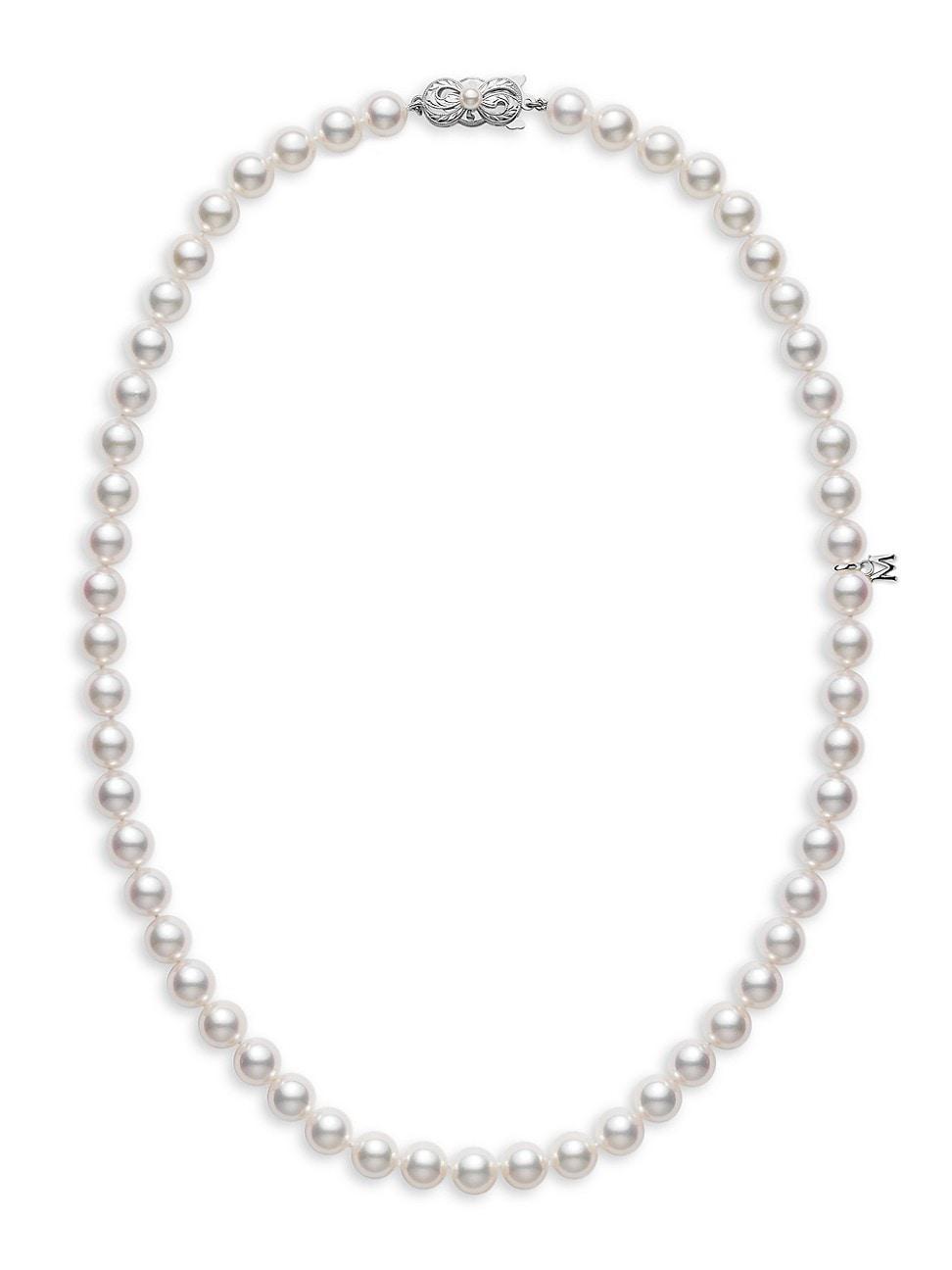 Womens Essential Elements 18K White Gold & 6.5MM White Cultured Akoya Pearl Strand Necklace Product Image