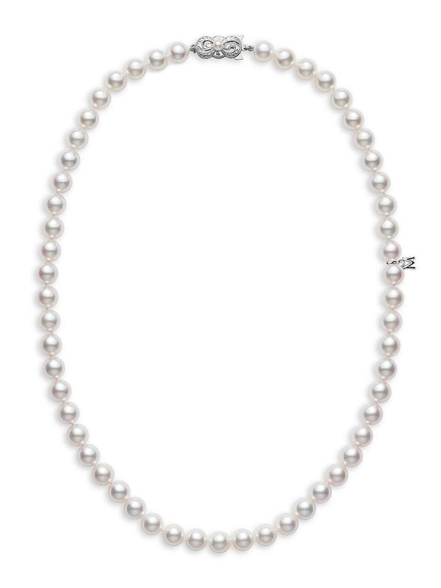 Womens Essential Elements 18K White Gold & 6.5MM White Cultured Akoya Pearl Strand Necklace Product Image