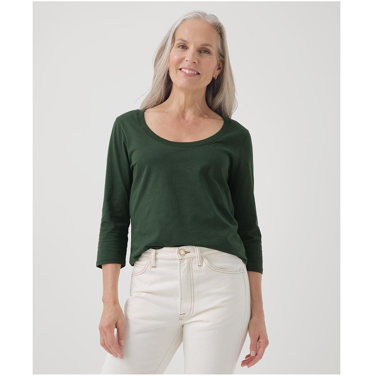 Pact Womens Organic Cotton Softspun Scoop Neck 3/4 Sleeve Tee Product Image