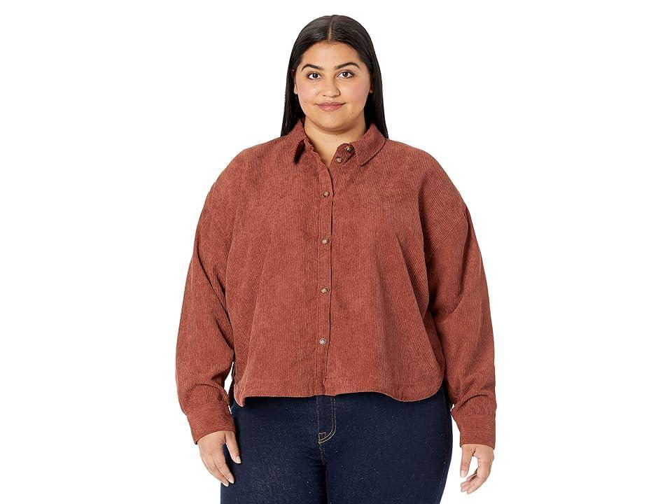 Madewell Plus Corduroy Hartfield Crop Shirt (Dusty Redwood) Women's Clothing Product Image