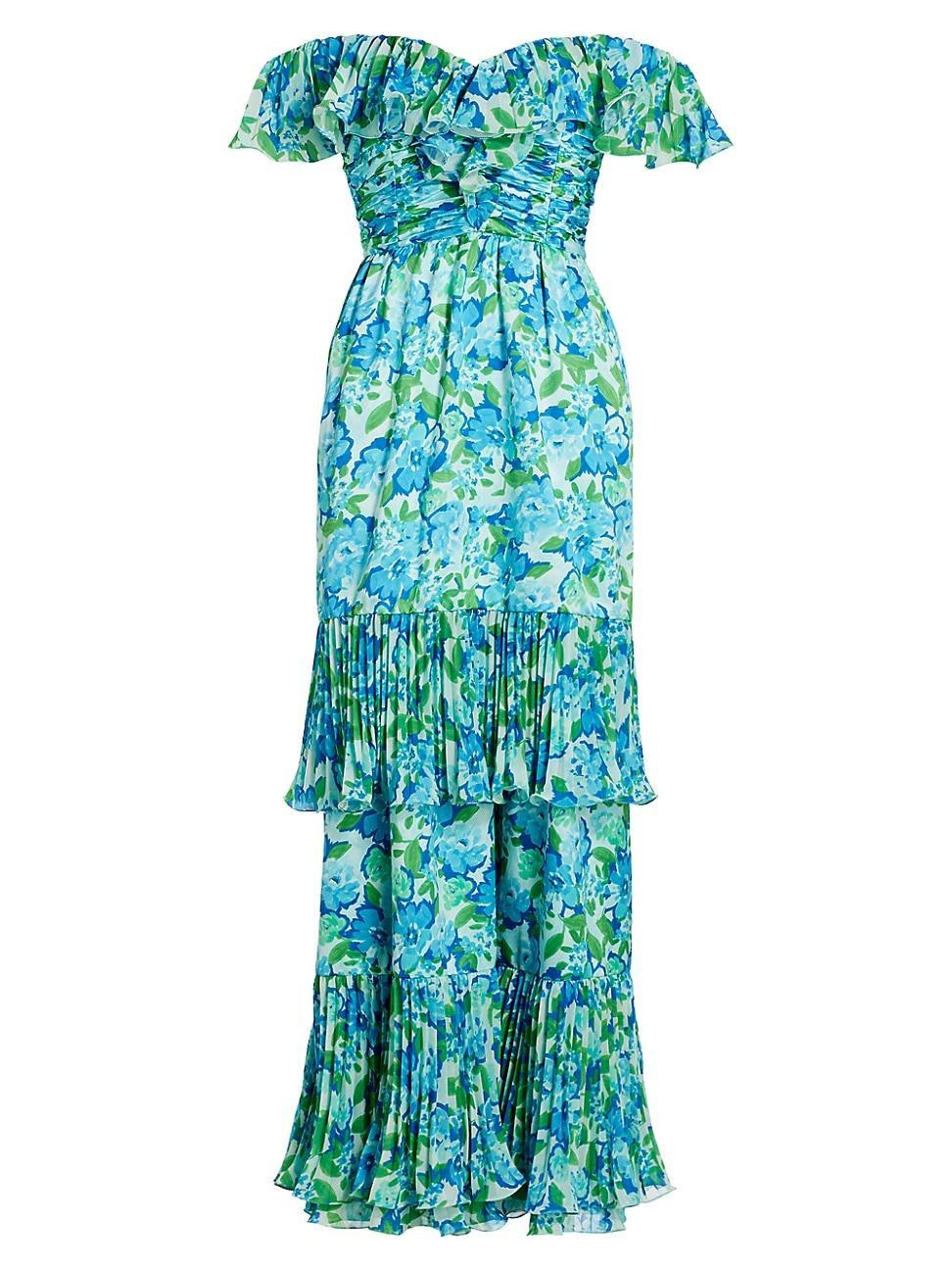 Womens Pia Floral Pleated Maxi-Dress Product Image