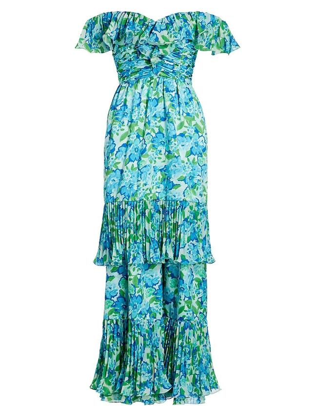 Womens Pia Floral Pleated Maxi-Dress Product Image
