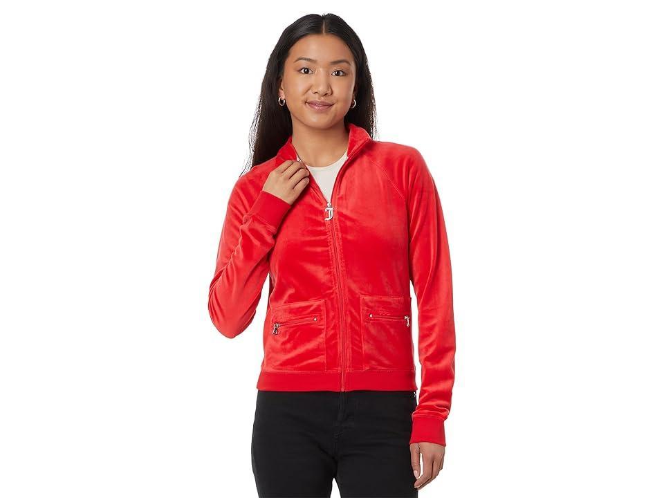 Juicy Couture Heritage Mock Neck Track Jacket with Back Graphic (Fire) Women's Clothing Product Image