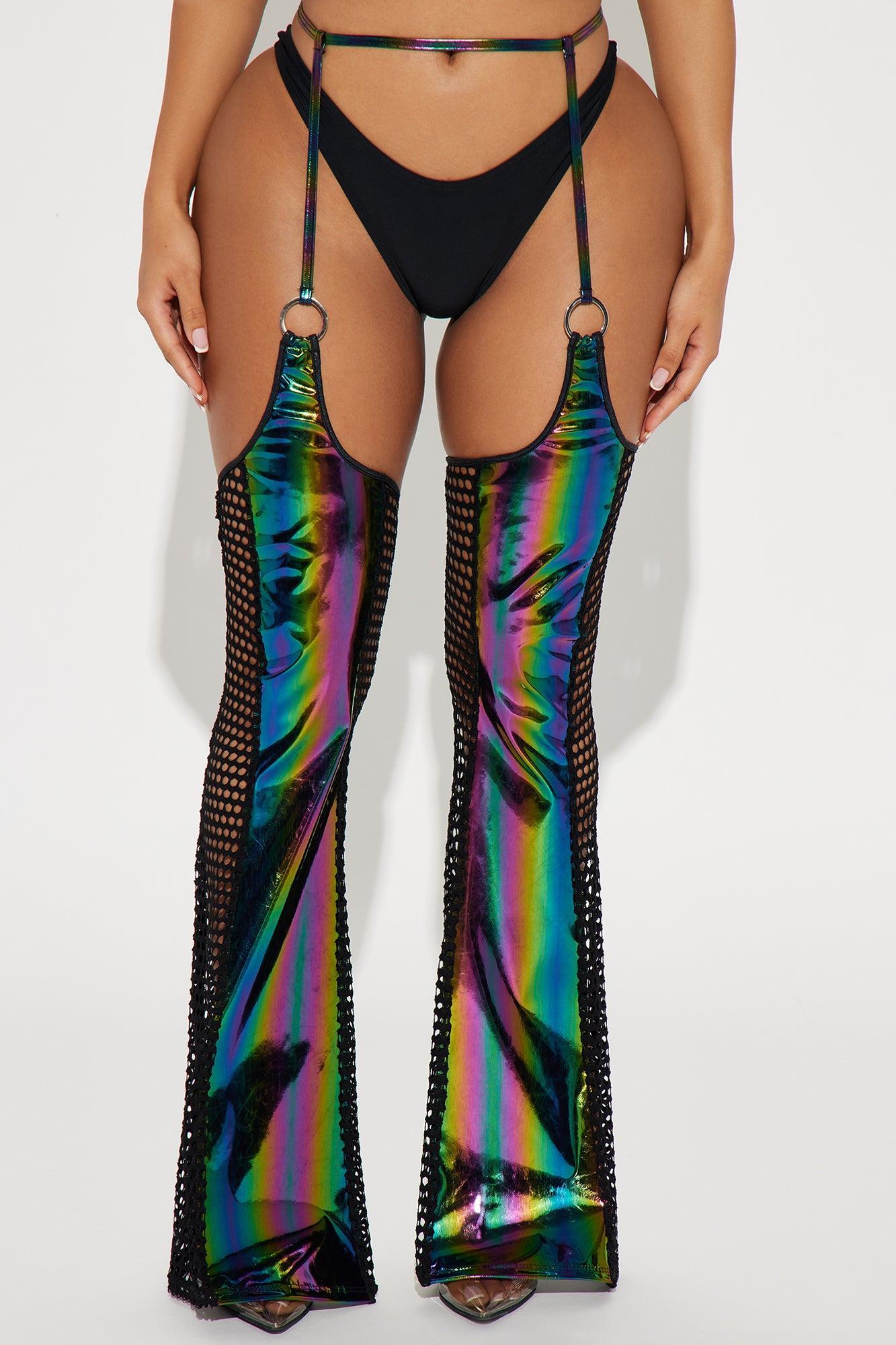 Rave It Out Holographic Chaps - Multi Color Product Image