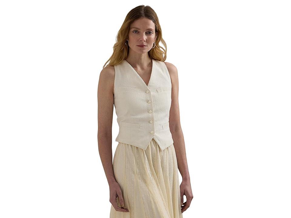 LAUREN Ralph Lauren Cotton Canvas Vest (Mascarpone Cream) Women's Clothing Product Image