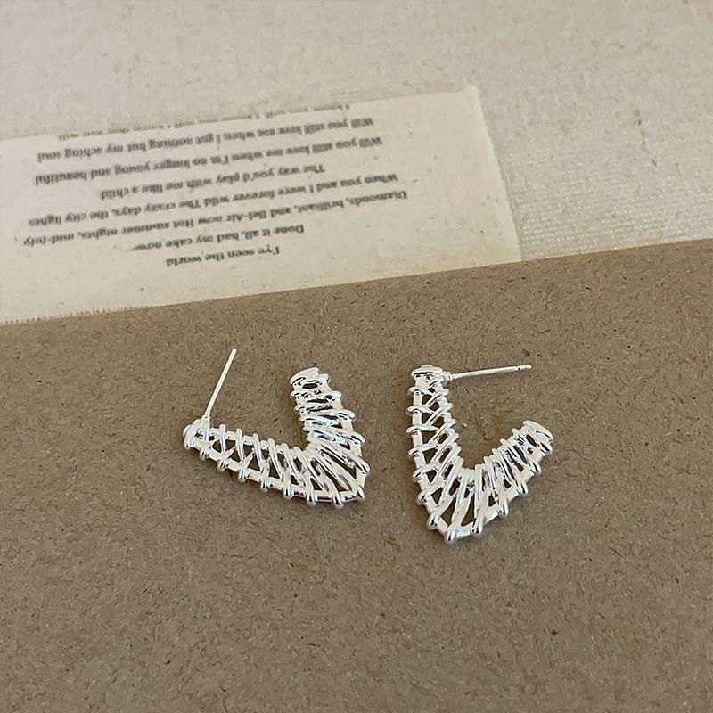 925 Sterling Silver Heart Drop Earring Product Image