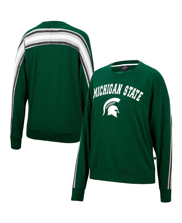 Womens Colosseum Heathered Michigan State Spartans Team Oversized Pullover Sweatshirt Product Image