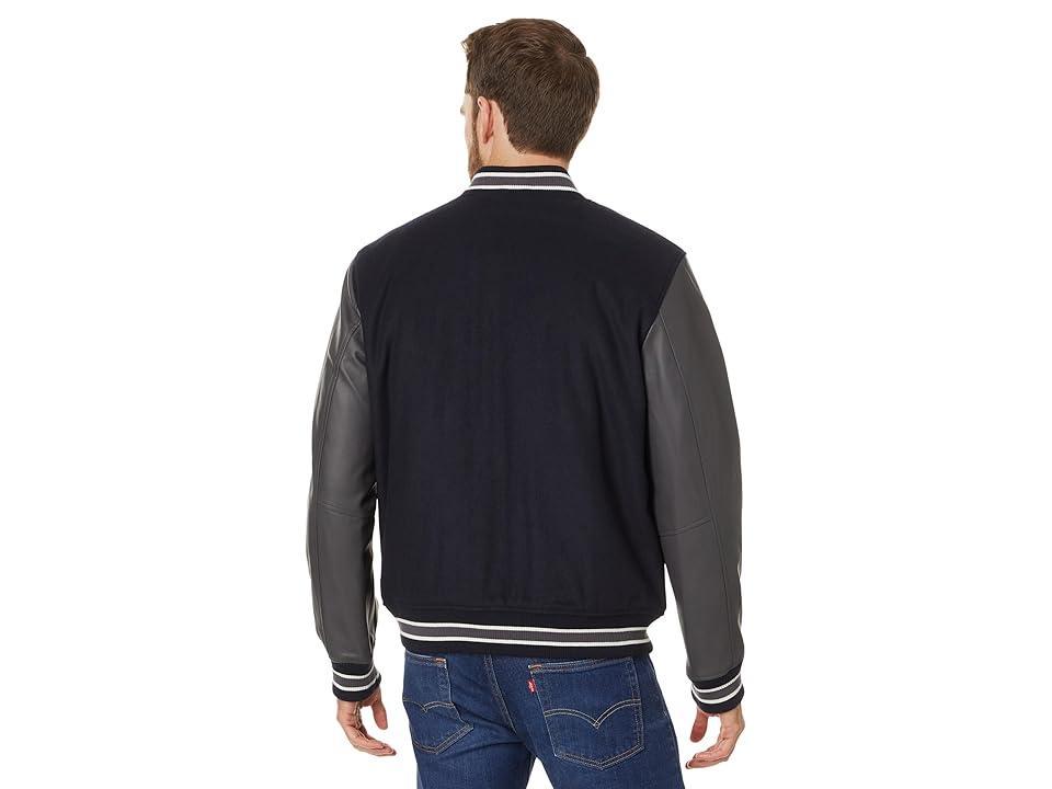 Levi's(r) Wool Blend Mixed Media Varsity Jacket (Navy Body/Grey Sleeves) Men's Jacket Product Image