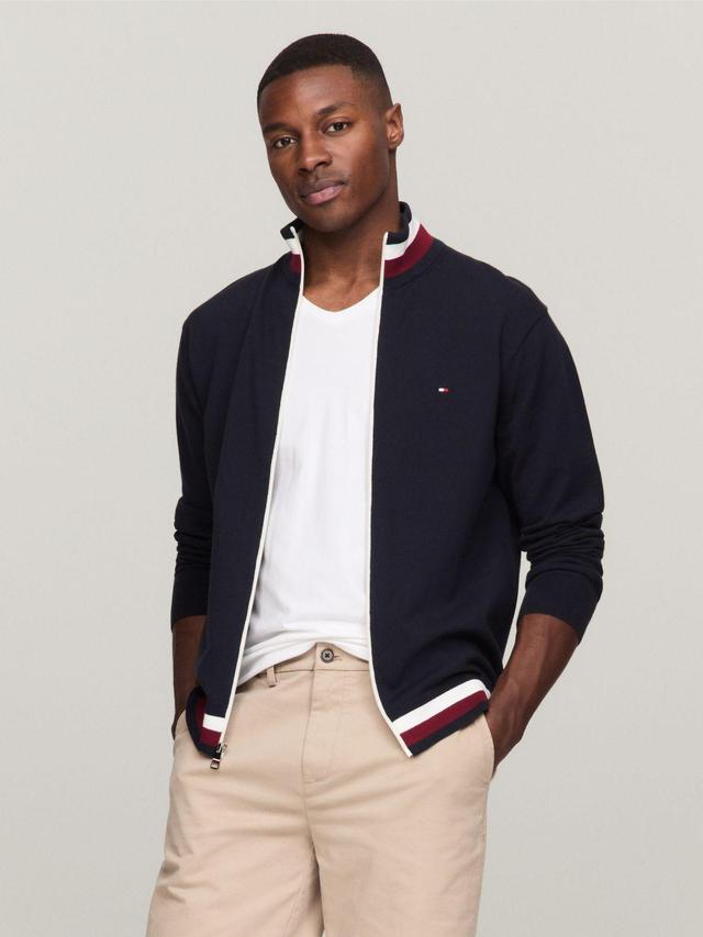 Tommy Hilfiger Men's Stripe Tipped Zip Cardigan Product Image